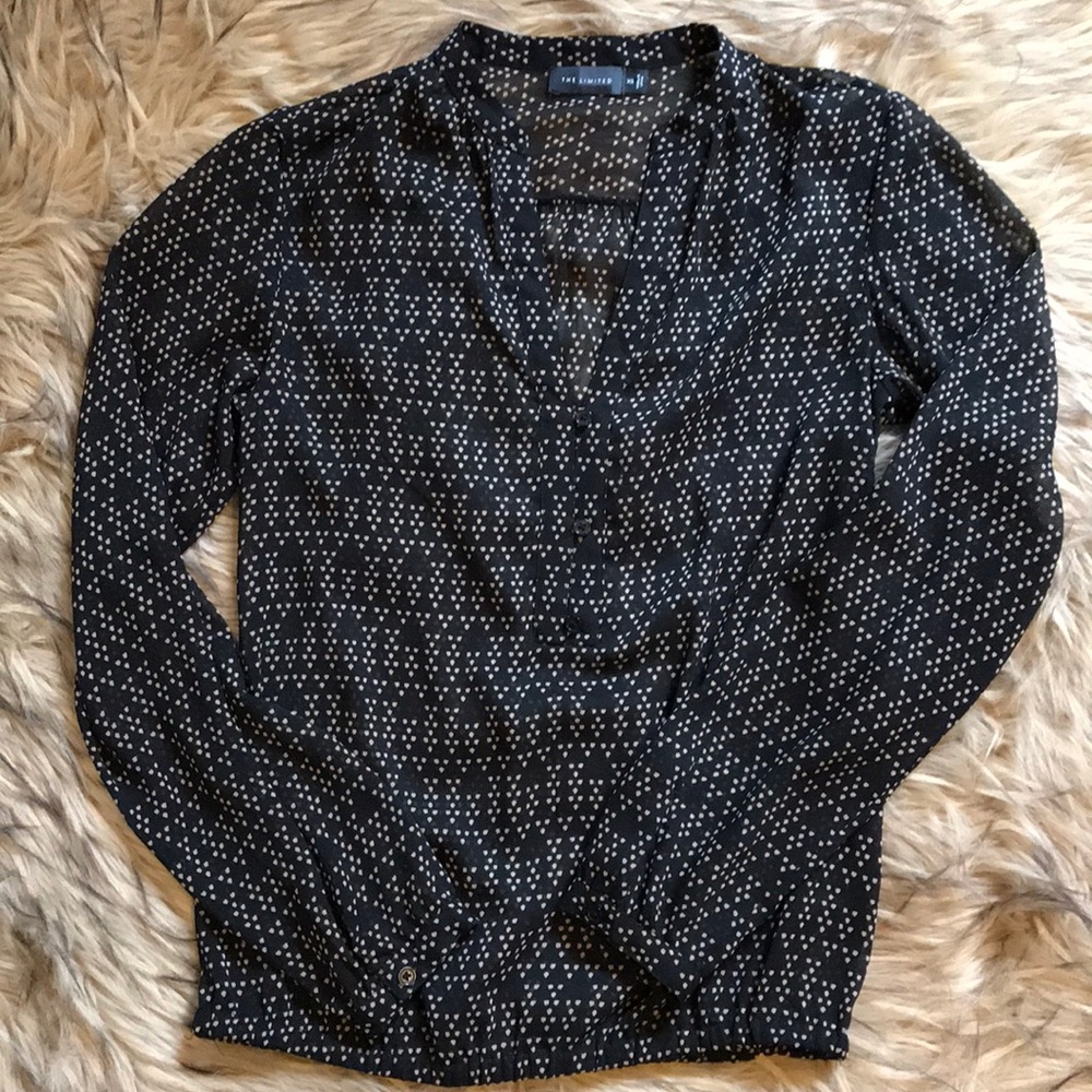 The Limited sheer black print top
